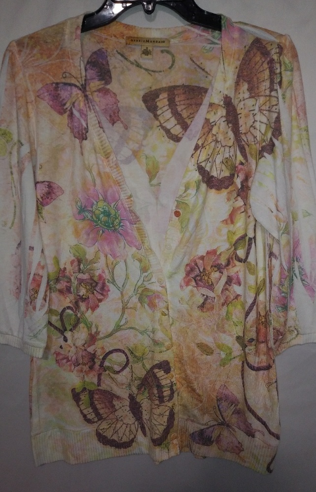 Debbie Morgan M Butterfly Soft Knit Cardigan Sweater